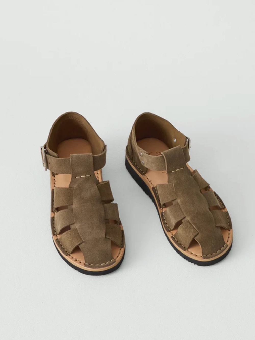 Fracap Women’s Olive Suede Fisherman Sandals - Toast UK Collab - NIB